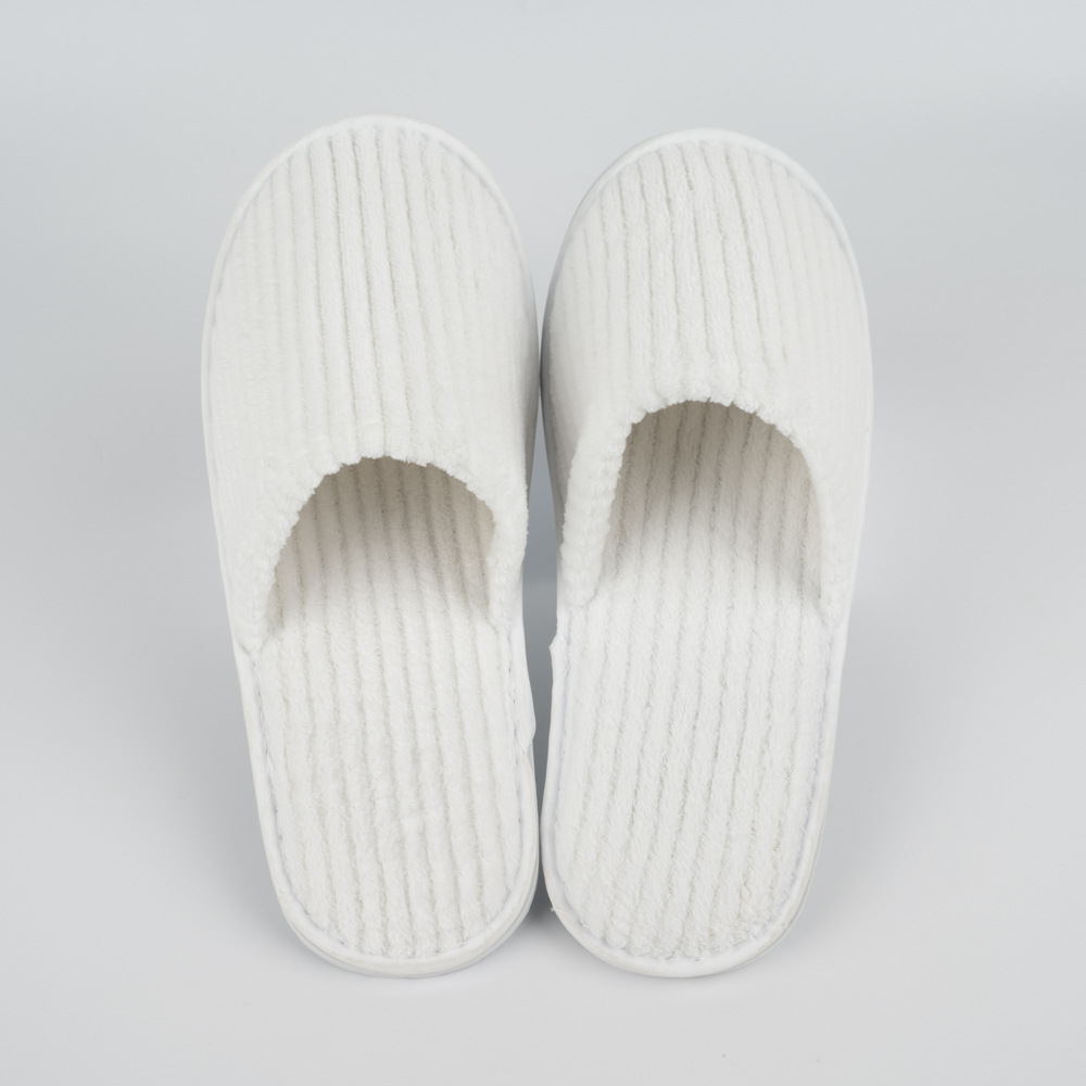 Home Hospitality Strip Coral Velvet Slippers Hotel Bed & Breakfast Room Disposable Slippers in Stock Wholesale