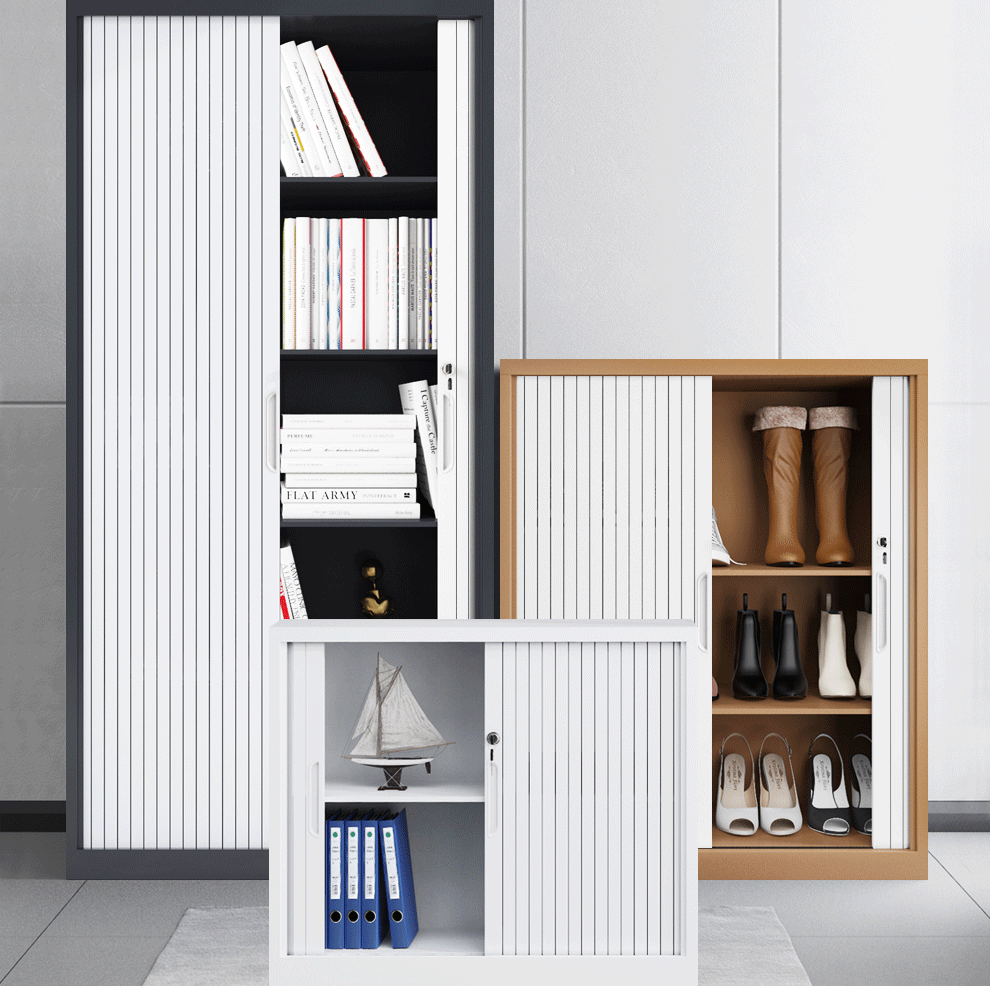 钢制加厚推拉卷门柜办公文件柜档案柜铁皮柜凭证储物柜资料柜矮柜