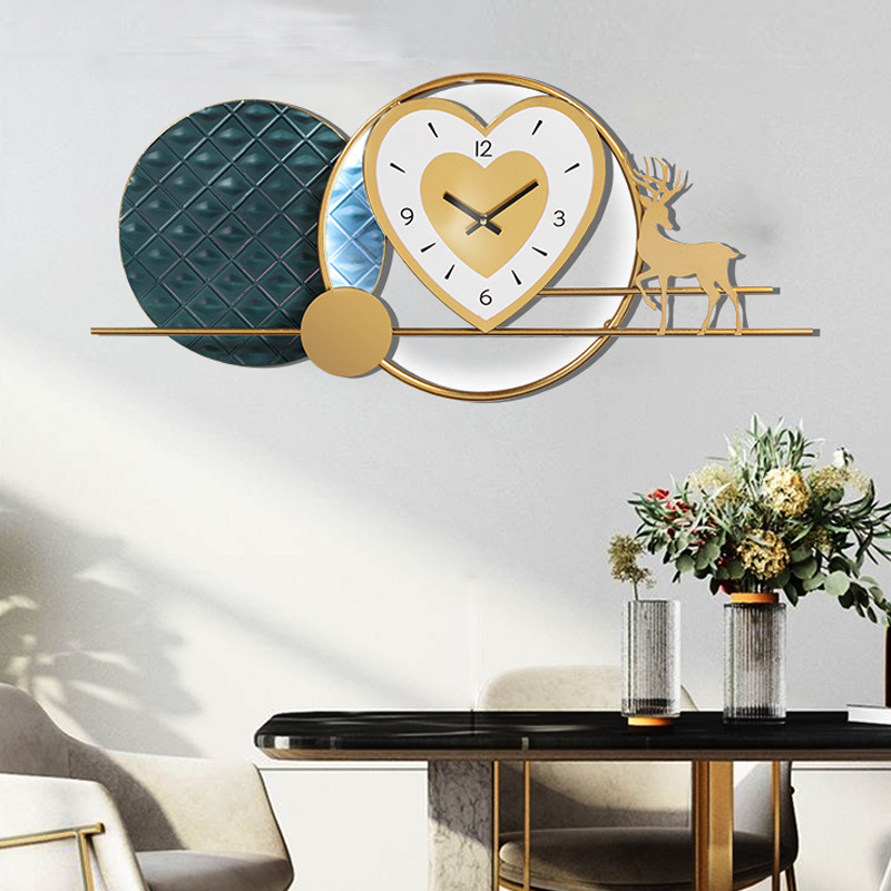 轻奢表钟爱心艺术时钟高档大气客厅夜光挂钟电视墙装饰挂件采购价格