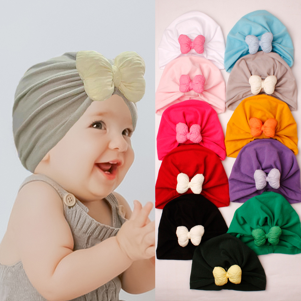 european and american autumn and winter new cute baby hat thermal and windproof bowknot care door baby beanie cap children‘s head