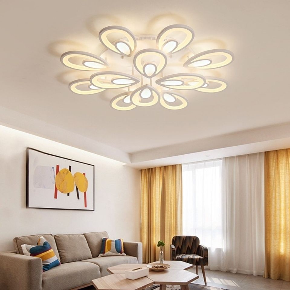 创意花型客厅灯现代北欧双水滴吸顶灯网红卧室房间灯具-阿里巴巴