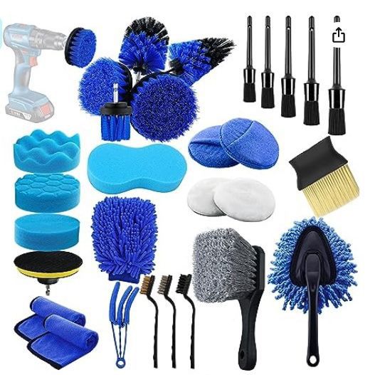 亚马逊热卖电钻刷29件套套装家居汽车清洁工具刷子洗车美容打蜡