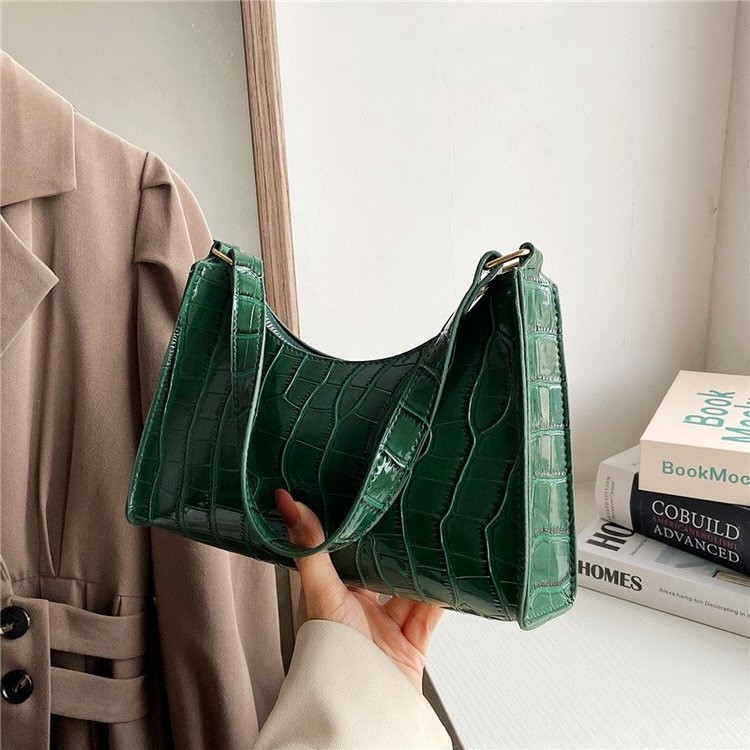 2021 Summer New Fashion Bags Korean Style Japanese Style Fresh Stone Pattern Shoulder Bag Solid Color Underarm Bag Women's Bag