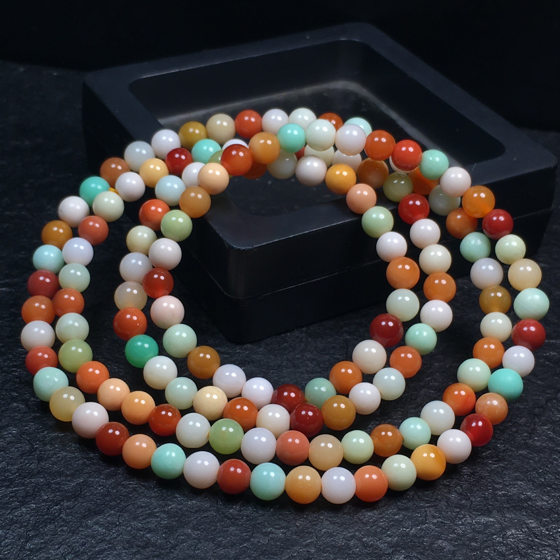 精品七彩缅黄玉化料四圈手链原矿超级油润多圈手串盘玩惊喜礼物批