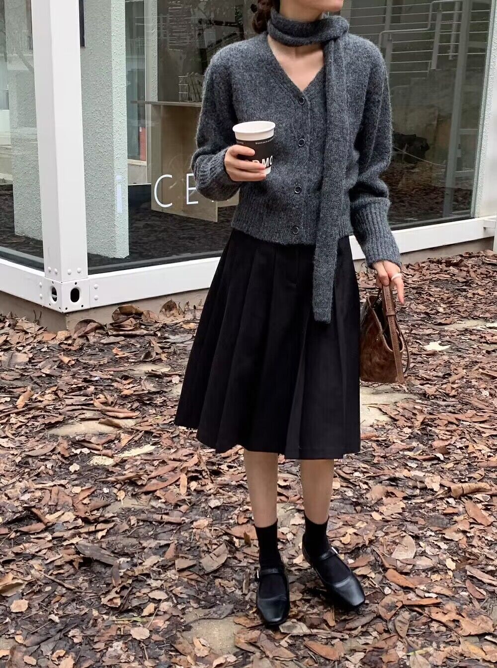 vivis type秋上新女装秋款上衣博主款马海毛开衫针织毛衣(配围巾)