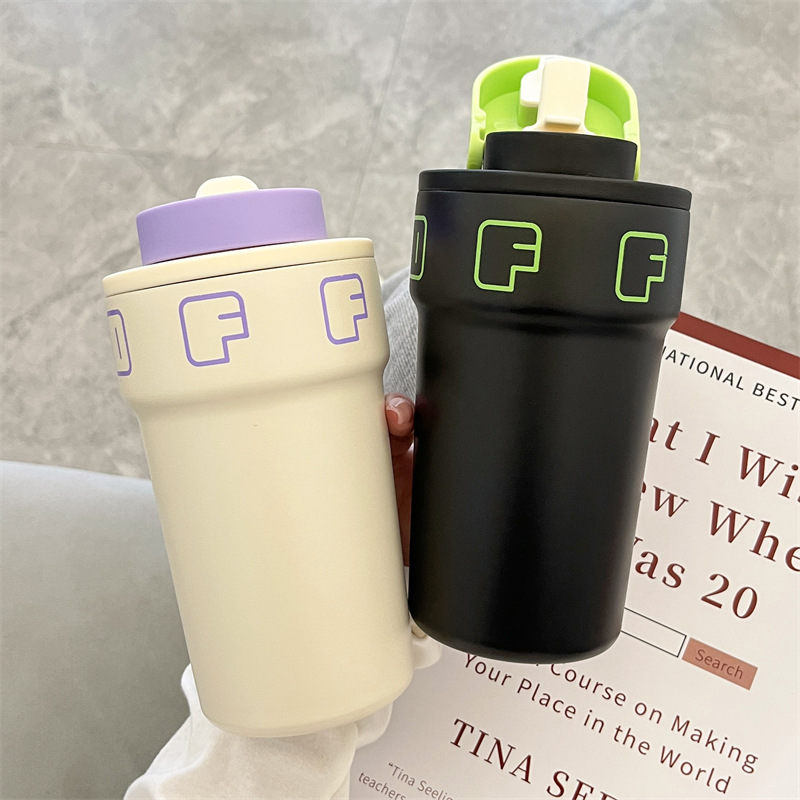 316 Stainless Steel Coffee Cup Girl Drinking Bottle Thermos Cup Good-looking Cartoon Cute Coffee Portable Cup Wholesale