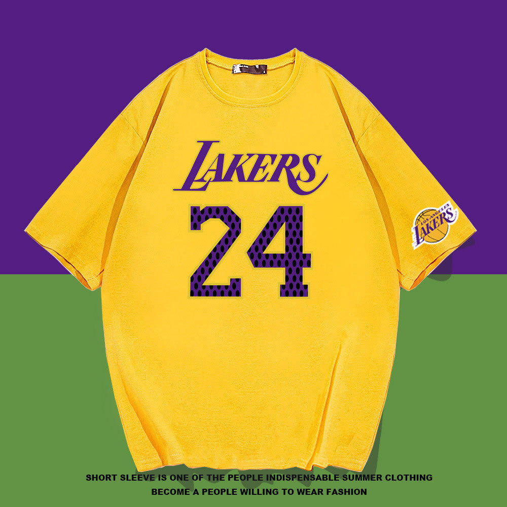 洛杉矶科比球衣24号t恤男短袖夏季湖人黑曼巴篮球运动宽松衣服