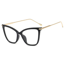 2021新款女士大框猫眼平光镜时尚潮流批发配近视眼镜架 复古眼镜