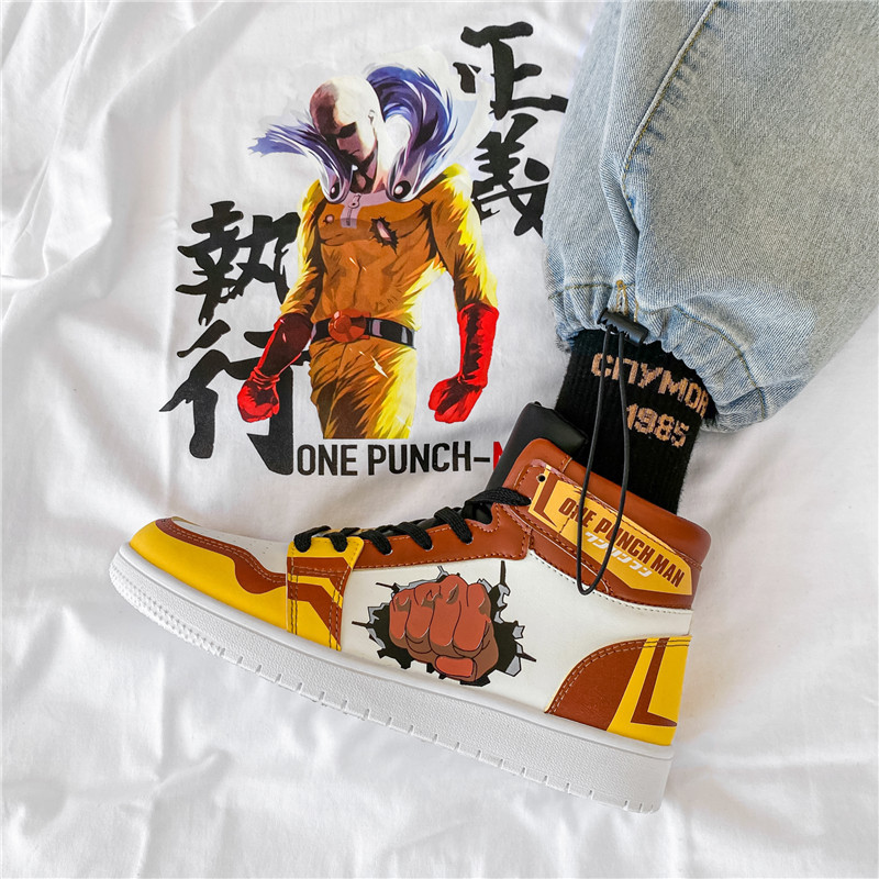 一拳超人动漫aj高帮板鞋男鞋子韩版空军一号运动鞋学生卡通鞋v57