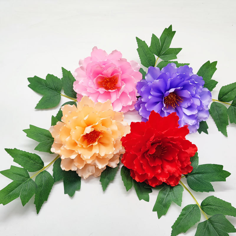 萝牡丹花仿真花材料花布花叶仿真钢花花托摆件材料不锈钢仿真叶子