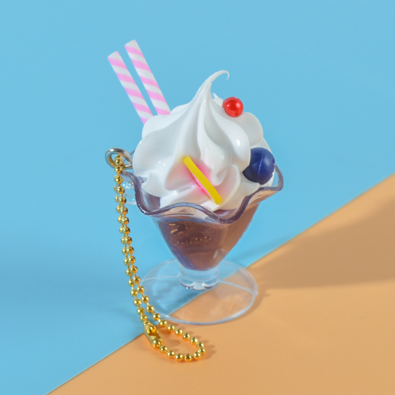 Sweet Style Simulation Cream Cake Ice Cream Cup Pendant Fun Simulation Candy Toy Sundae Glass Keychain Pendant