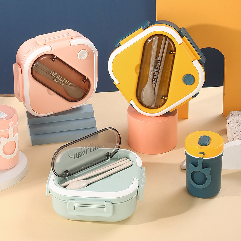 amazon cross-border student compartment lunch box adult japanese style lunch box office worker square single-layer sealed lunch box