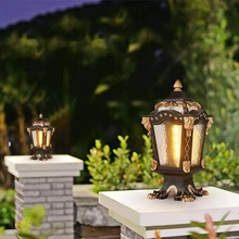 LED方形柱头围墙灯别墅花园柱子灯狮子头造形铸铝防水庭院景观灯