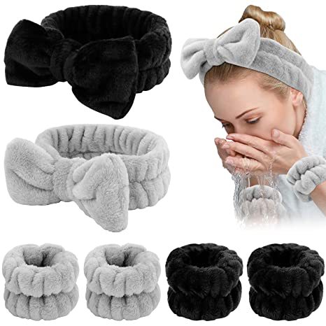 Amazon Hot 6-Piece Set Spa Face Wash Bracelet Headband Plush Practical Hair Band Wrist Guard Wrist Strap