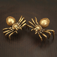 实心黄铜蜘蛛摆件知足常乐桌面装饰复古黄铜个性茶宠小摆件工艺品