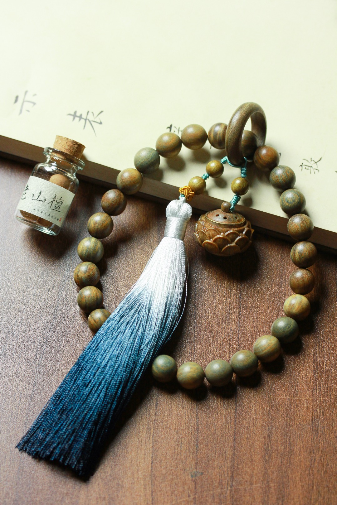 热销正品木鱼和善阿根廷绿檀百年老料12mm佛珠27颗l手持貔貅佛手