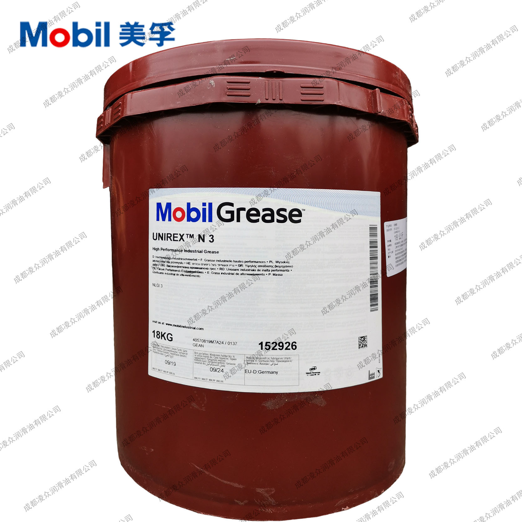 美孚优力达n3 mobil unirex n3高温轴承润滑脂 复合锂基脂 18kg