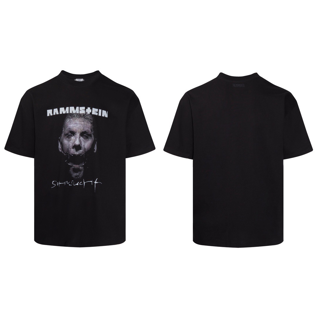 潮牌vtm ins经典单品德国战车印花短袖男女情侣装t恤黑色棉-阿里巴巴