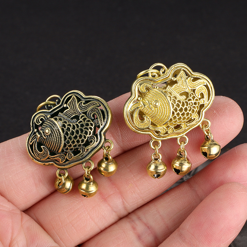 国潮做旧复古纯铜吊坠平安锁铜饰品长命锁吉祥小礼物汉服配饰批发