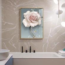 卫生间装饰画防水现代轻奢浴室厕所花卉创意晶瓷壁画洗手间酒店画