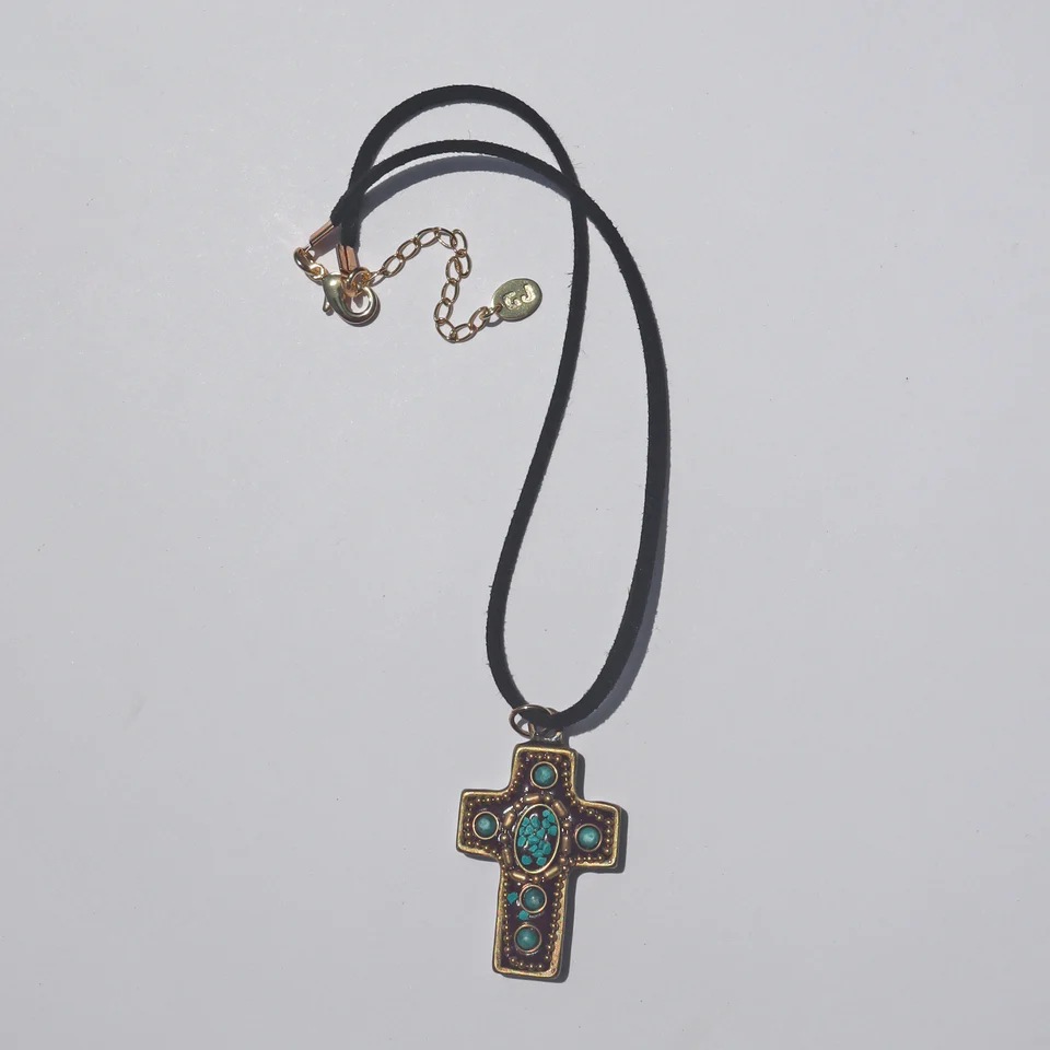 跨境热销欧美复古风尼泊尔手工十字架创意民族风项链配饰锁骨链