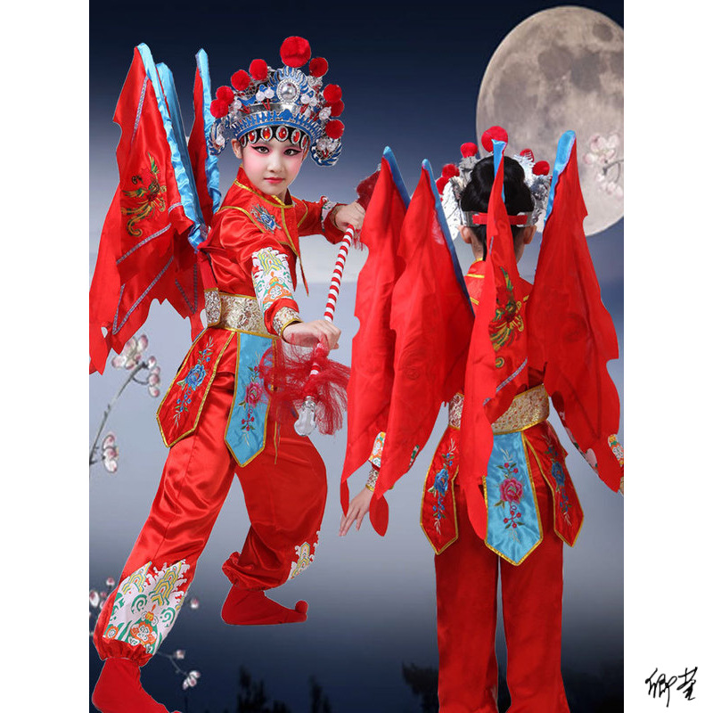 说唱脸谱儿童演出服风舞蹈服穆桂英戏曲舞蹈花旦说唱服装变脸