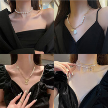 淡水珍珠拼接项链女时尚设计感气质冷淡风锁骨链夏天简约脖颈链品