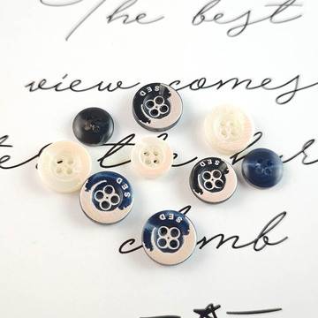 天然树脂纽扣 宽边四孔扣 衬衫polo衫纽扣 春秋季衬衫装饰小纽扣