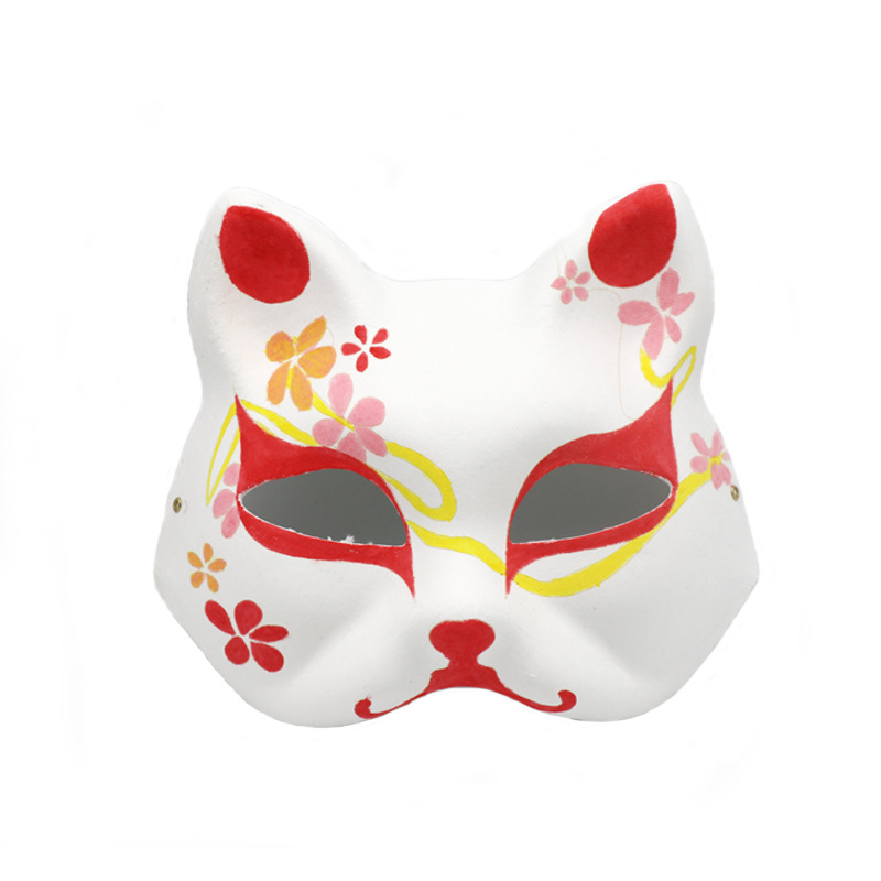 diy空白纸浆面具 白色手绘画画面具儿童彩绘狐狸面具脸谱京剧面具