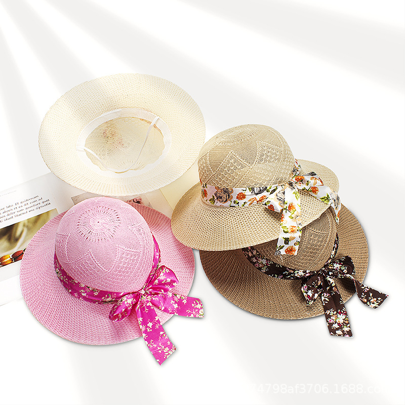 Hat Female Summer Ribbon Raffia Hat Sun Protection Hat Fashion Mother Sun Hat Summer Women's Sun Hat
