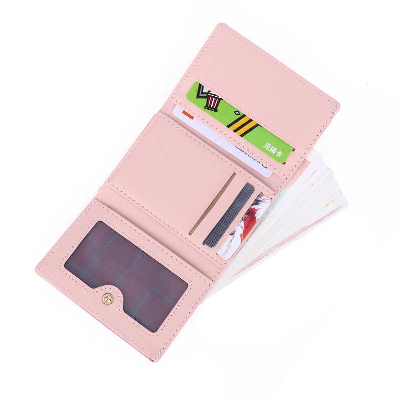 Mini Folding Student Coin Purse Wholesale Buckle Girls Coin Pocket Pu Laser Ins Short Women's Wallet