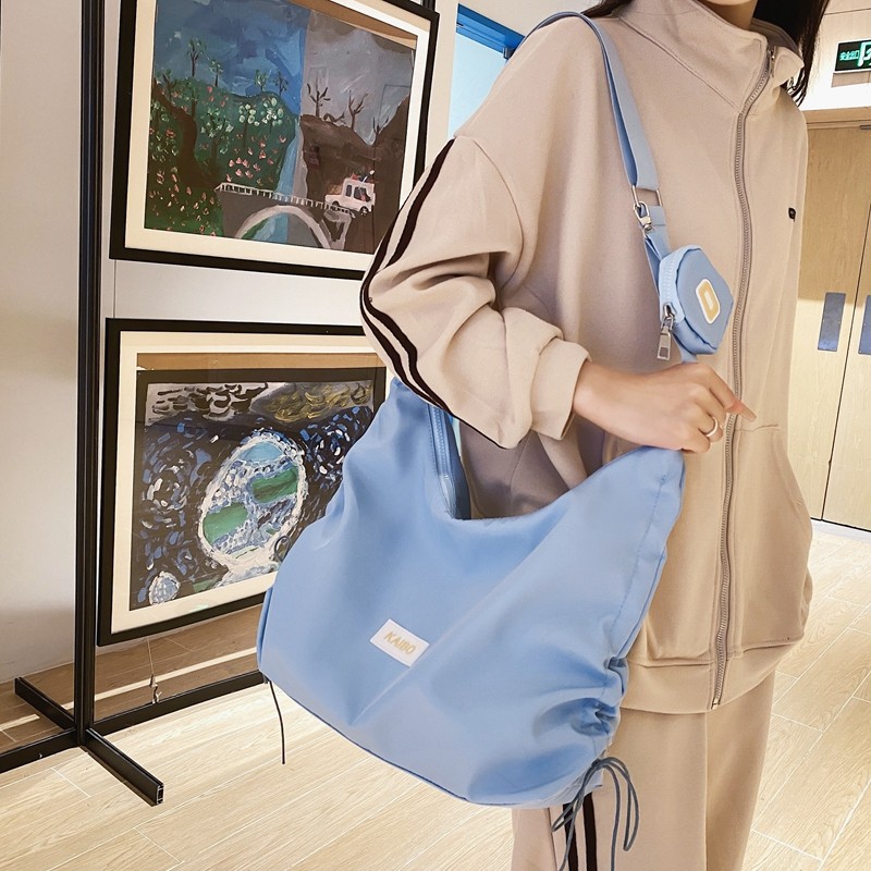 Korean Ins Large Capacity Nylon Shoulder Bag 2023 New Western Style Messenger Bag Summer Underarm Bag Student Female Bag