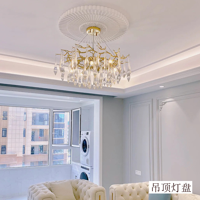 欧式灯盘pu吊顶灯池装饰材料天花板法式非石膏线圆形雕花灯座现货