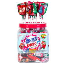 韩国原装进口乐天什锦西瓜水果味棒棒糖儿童小零食11g60支1罐
