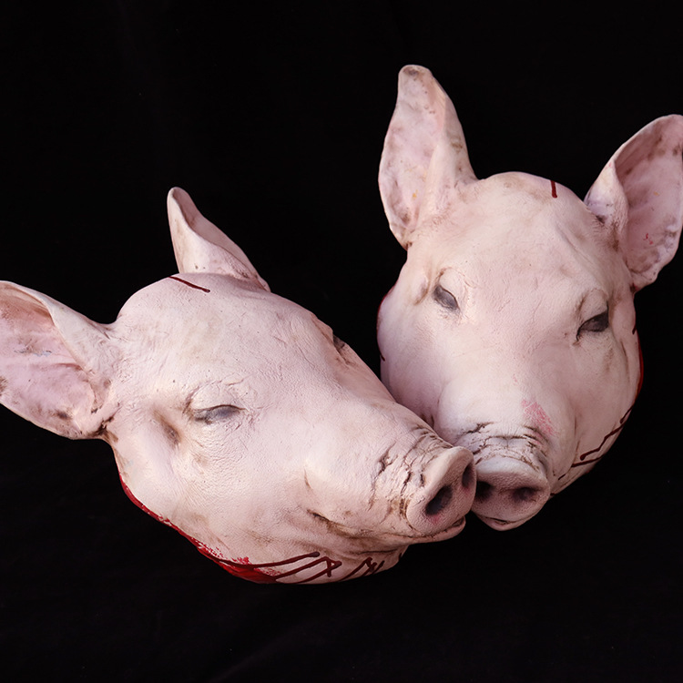 鬼屋剧本杀血猪头摆件恐怖道具祭祖仿真猪头祭拜供品食品菜品模型