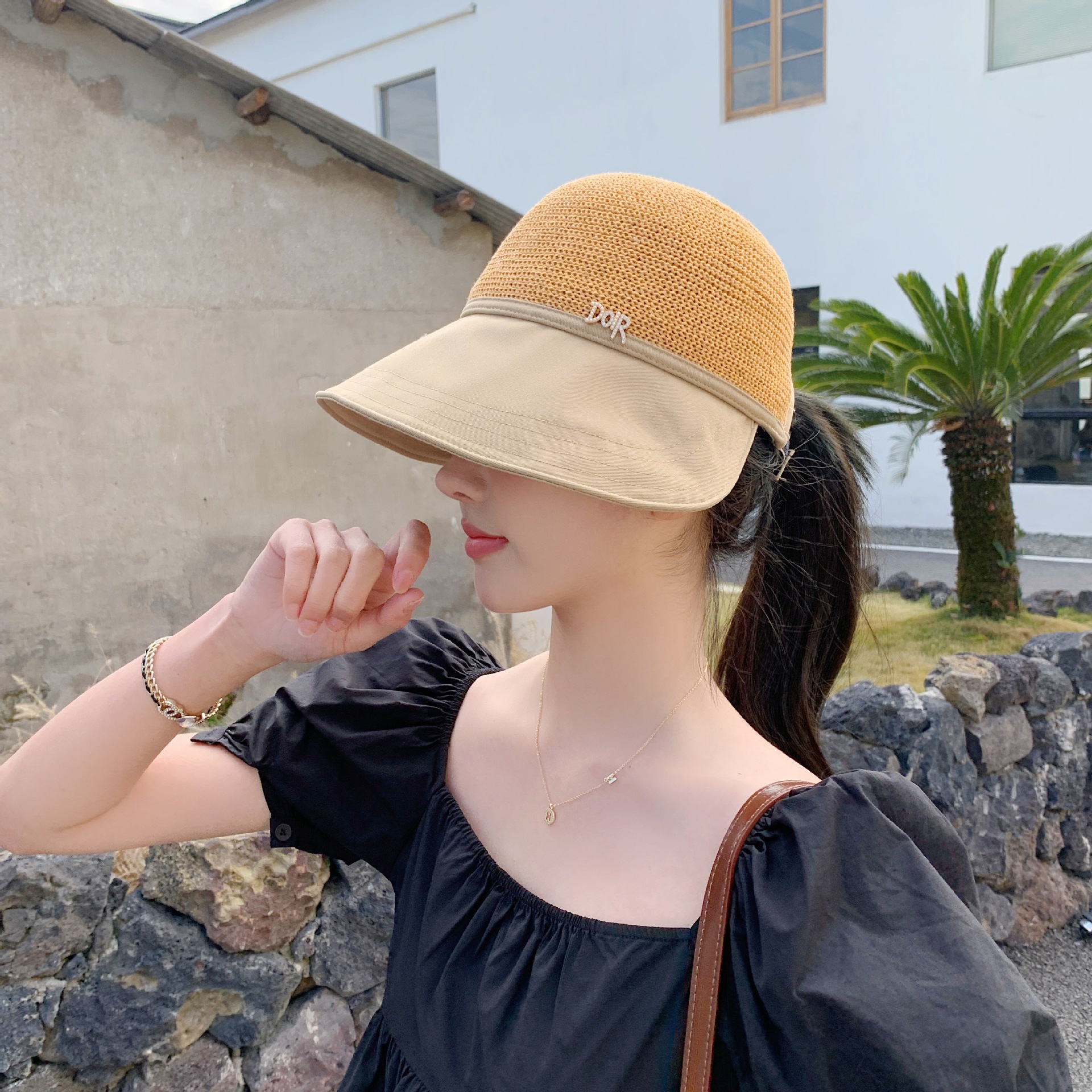 2023 New Hat Women's Letter Sun Protection Hat Sun Hat Fashion Summer Face-Looking Small Sun Hat Cute Summer Hat