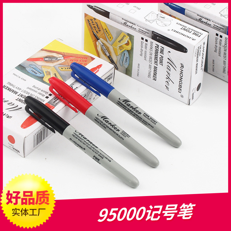 12 pcs paper box marking pen oily single-head pen small-head logistics marker black quick-drying ink-adding