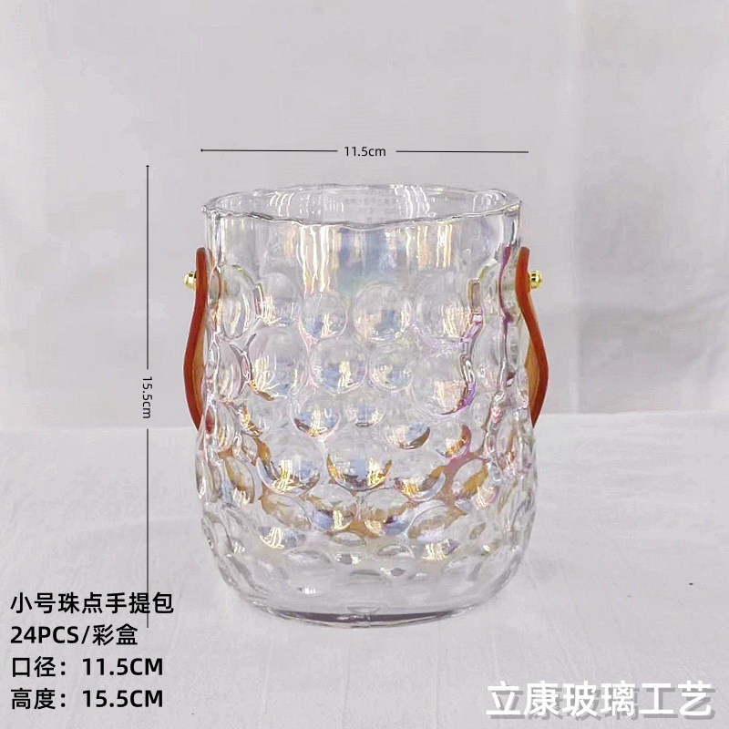 Factory Direct Sales Light Luxury Creative Bead Point Thickened Handbags Vase Hydroponic Flowers Table Decoration Flower Arrangement Ornaments