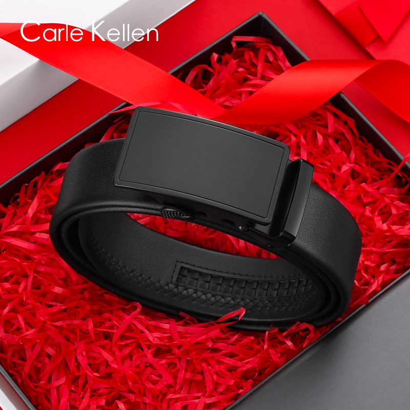 carlekellen皮带男士真皮自动扣腰带潮年轻人商务休闲裤带礼盒装
