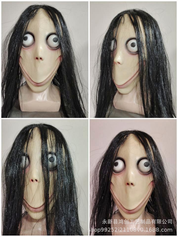momo陌陌面具万圣节女鬼假发面具恐怖长发女鬼面具密室酒吧道具
