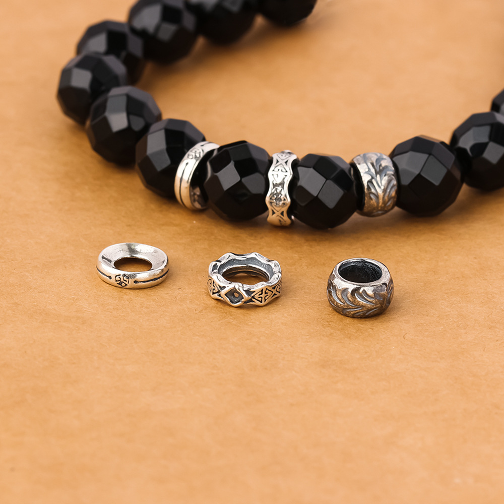 9mm 纯银卡环隔片文玩星月百香籽隔片卡环维京菱形符号卡环唐草纹