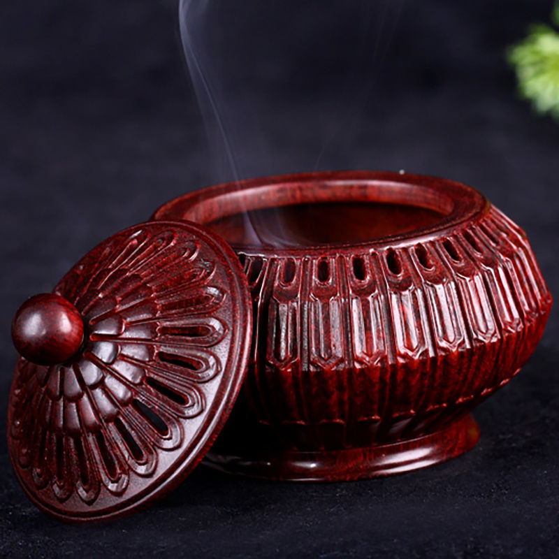 精品印度小叶紫檀木雕香炉摆件家居盘香檀香茶道香薰炉红木工艺品