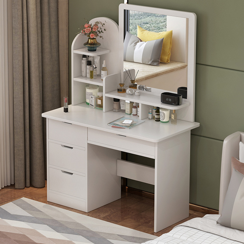 板式梳妆台小型收纳柜一体卧室现代简约化妆台网红少女ins化妆桌