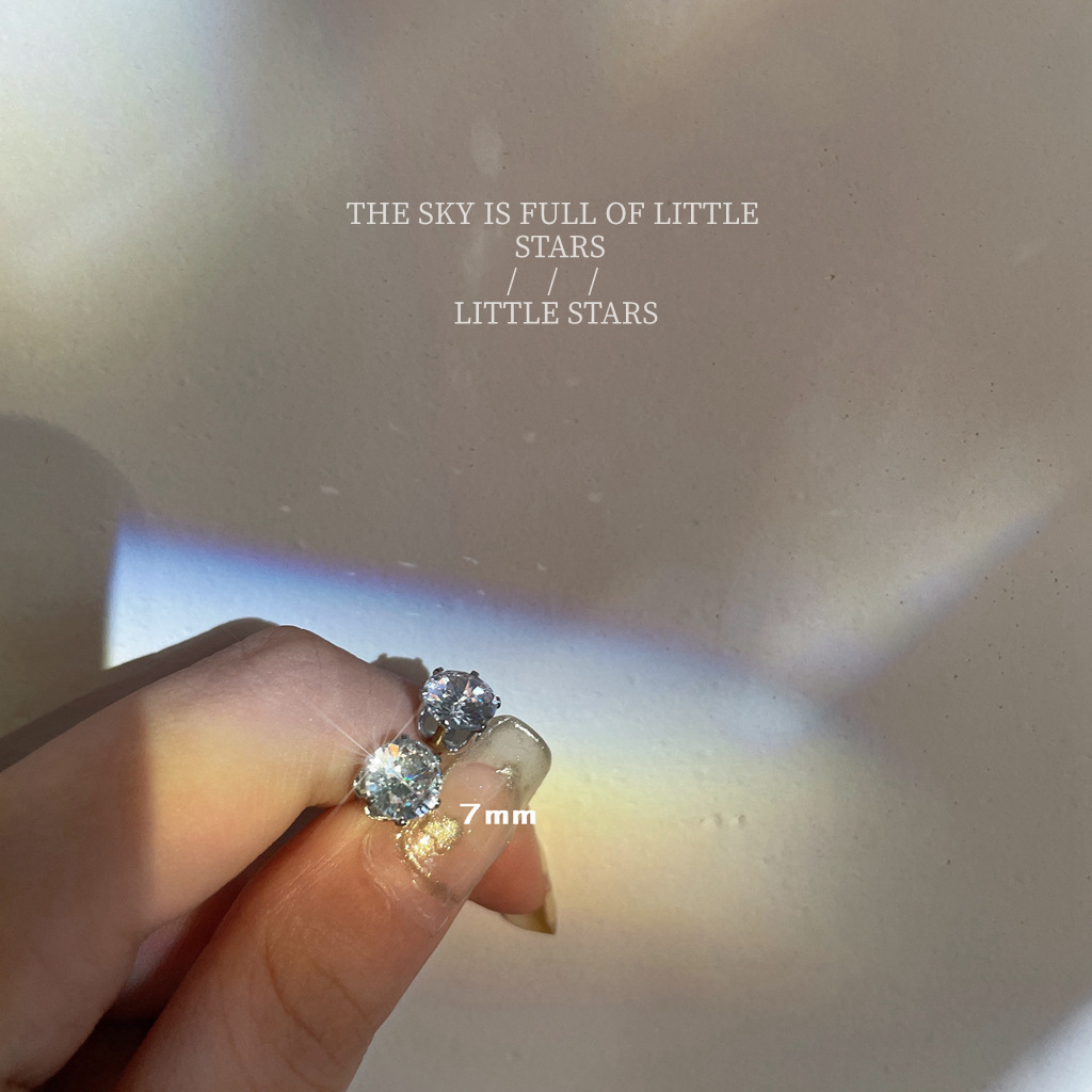 Wearable While Sleeping Ear Studs!! Super Flash YILI Diamond Zircon S925 Tremella, a Kind of Semi-Transparent White Fungus Bone Nail Simple and Small Earrings Female