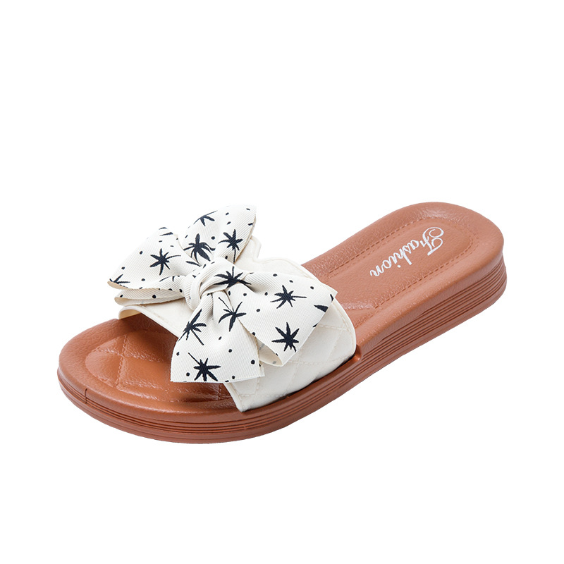 Spot Goods 2023 Summer PVC Bowknot 3cm Thick Casual Shoes One-Line Platform Flat Slippers Factory Direct Sales