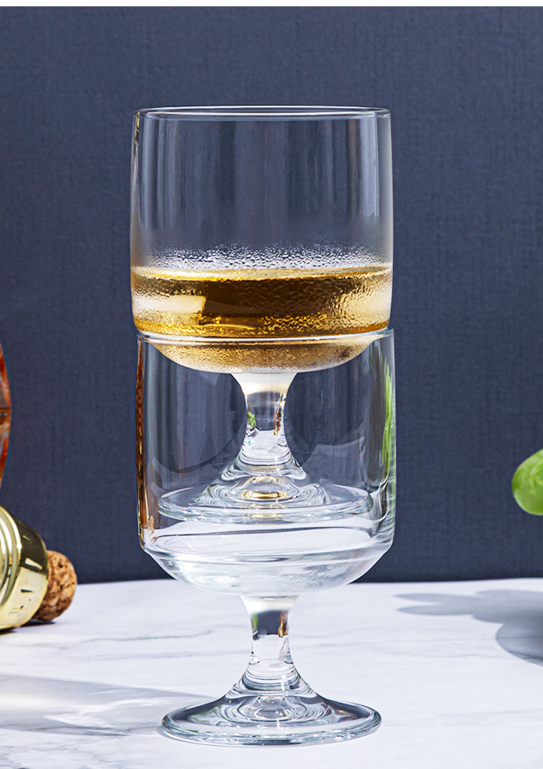 帕莎进口啤酒杯果汁杯可叠放水杯批发饮品杯玻璃杯子奶茶玻璃杯