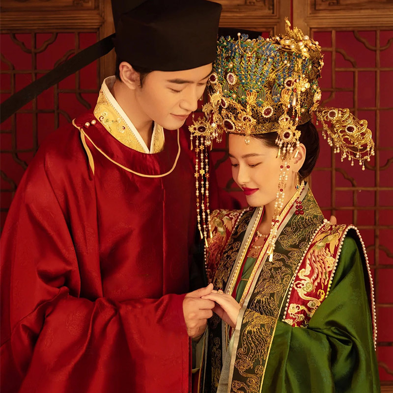 汉服秀禾服新娘嫁衣宋制婚礼服汉式龙凤褂凤冠霞披中式中式嫁衣