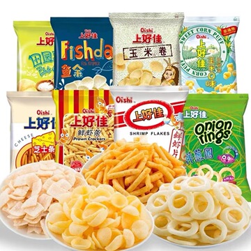 新货整箱上好佳鲜虾片80g鲜虾条洋葱圈大包零食膨化食品一手货源