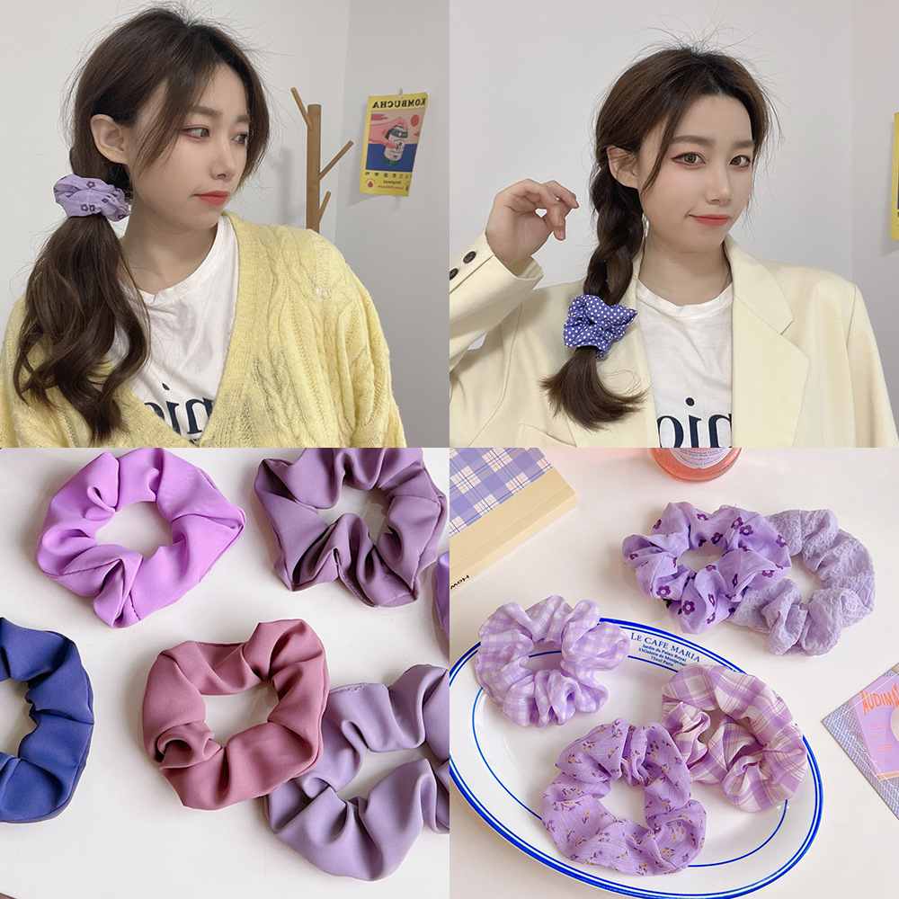 Korean Style Internet Celebrity Large Intestine Ring French Style Large Intestine Ring Floral Plaid Hair Band Ins Hair Band for Girls Cute Hair Accessories New