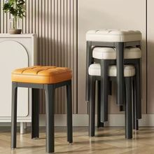 家用凳子现代简约特厚塑料餐凳餐椅子结实耐用出租房小凳子可叠放